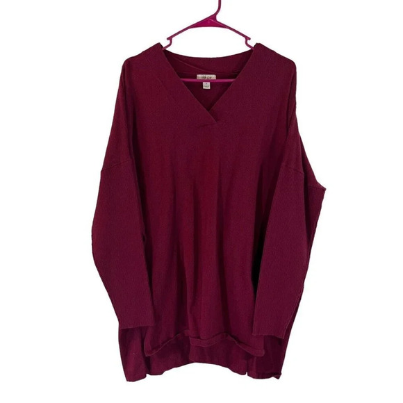 Style&co. Sweaters - Style&co. Draped V Neck Tunic Sweater XL Wine Purple Tight Knit Top Pullover